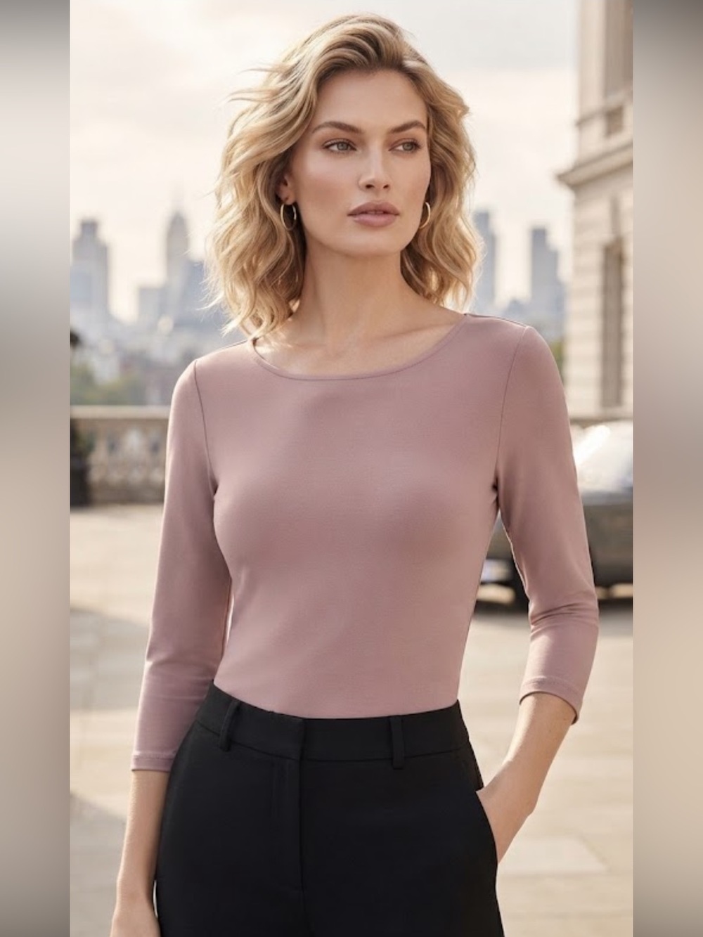White House Black Market pink scoop neck top